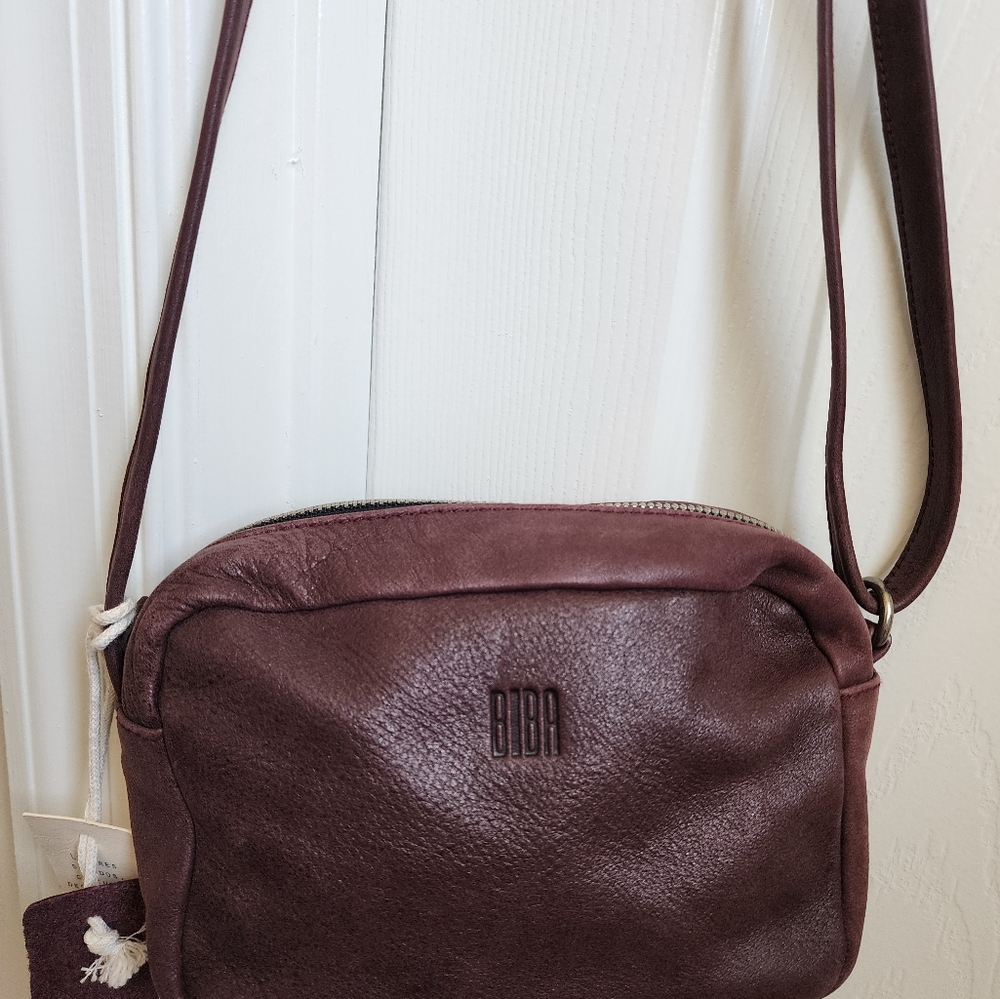 Biba Maroon Leather Crossbody Bag, Made In Barcelona, New With Tags, Dust Cover